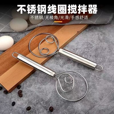 不锈钢面粉和面神器搅拌棒搅拌器手动双线圈面团工具打蛋器搅粉棒图4