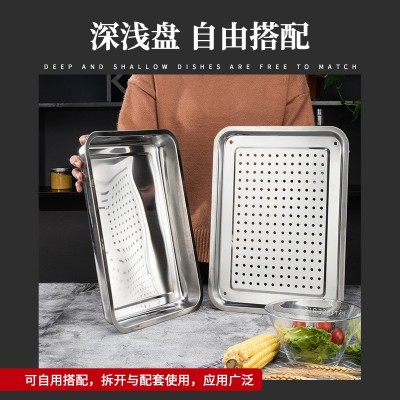 不锈钢家用茶盘茶台茶托便携式双层储水式过滤水盘盘子家用厂跨境图2