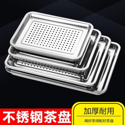 不锈钢家用茶盘茶台茶托便携式双层储水式过滤水盘盘子家用厂跨境