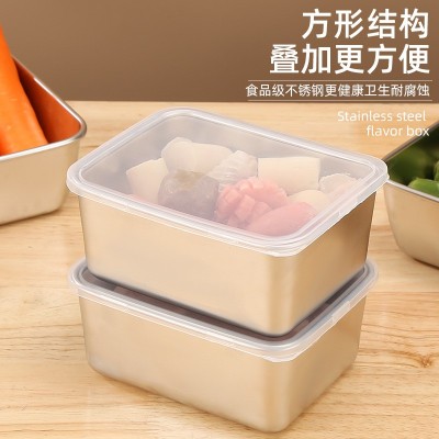 食品级不锈钢方盘带盖子方盘子保鲜盒小托盘收纳盒子厨房收纳方盘图2