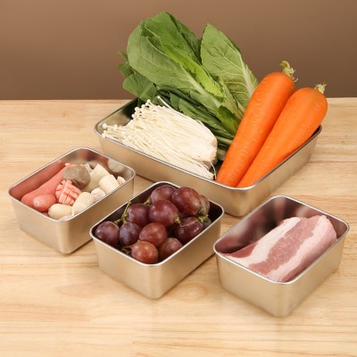 食品级不锈钢方盘带盖子方盘子保鲜盒小托盘收纳盒子厨房收纳方盘图5