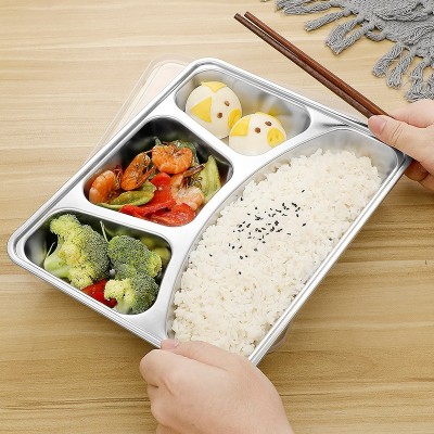 304不锈钢快餐盘长方形分隔儿童学生餐盘分格盘食堂成人家用饭盘图2