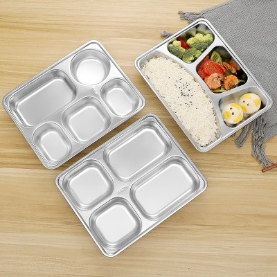 304不锈钢快餐盘长方形分隔儿童学生餐盘分格盘食堂成人家用饭盘图3