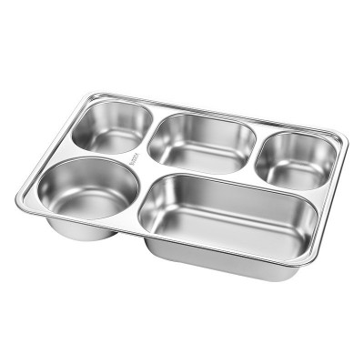 304不锈钢快餐盘长方形分隔儿童学生餐盘分格盘食堂成人家用饭盘图5