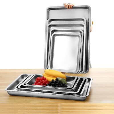 304不锈钢食品级平底方盘方形烧烤肉盘蒸饭盘菜盘茶餐盘平盘托盘图4